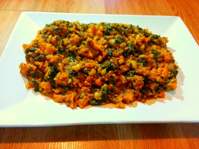 Palak/Saag Gobi Sabzi – Cauliflowerand  Spinach Curry