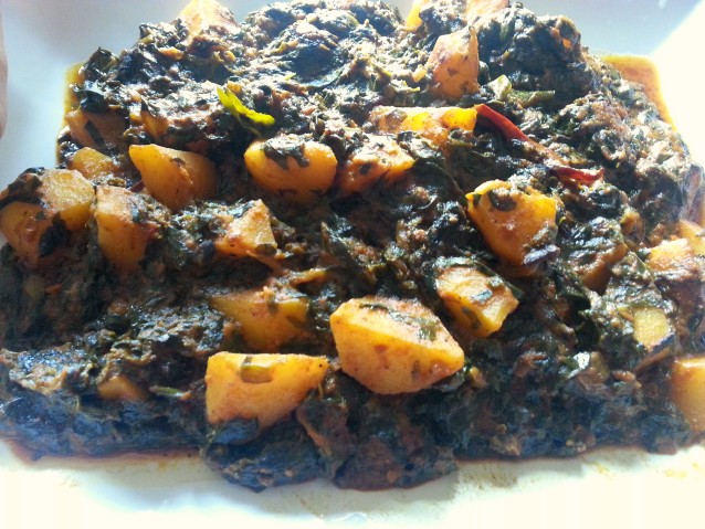 Saag Timatar Aloo Sabzi – Spinach Tamato and Potato Curry