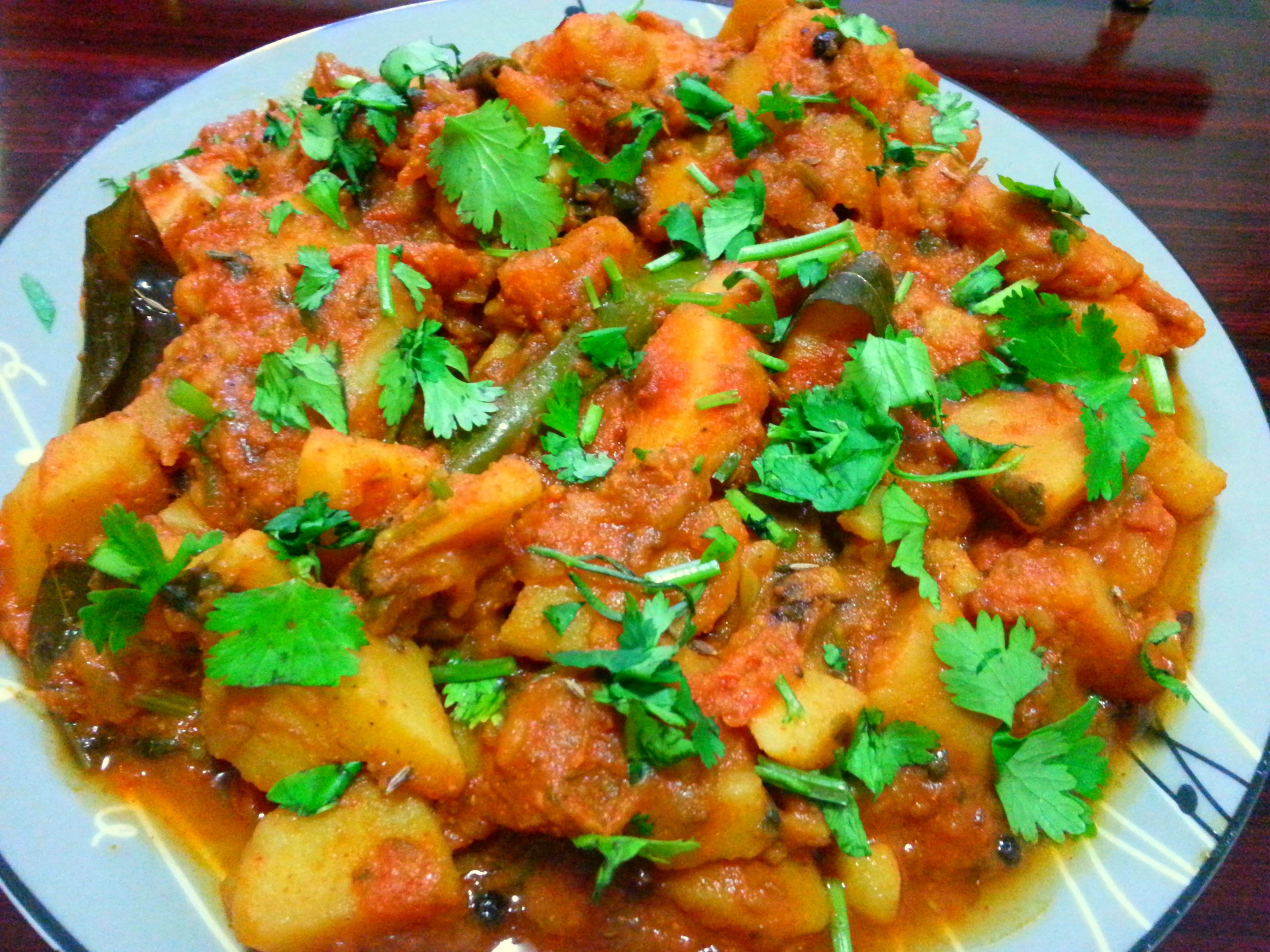 Mangalore Style Spicy Potato Curry- Masala Aloo Salan