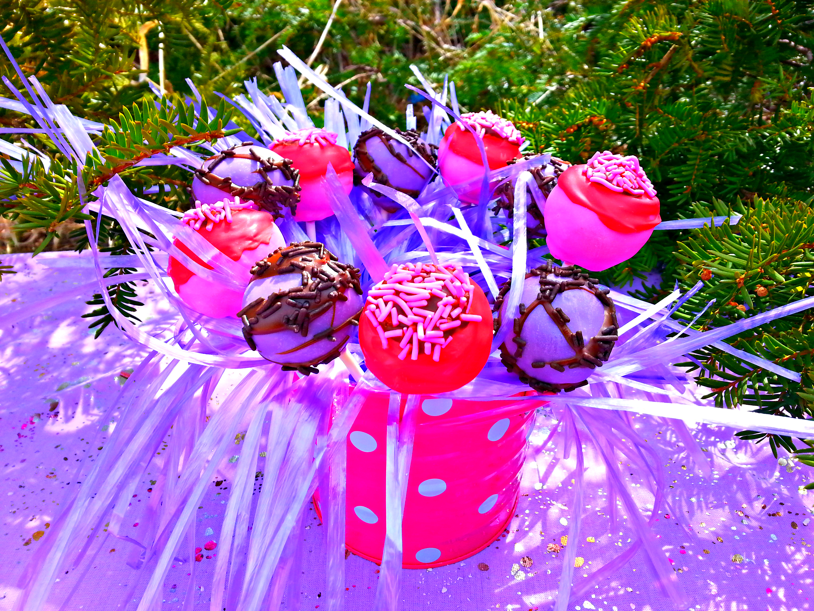 Pink and Purple Chocolate Cake Pops