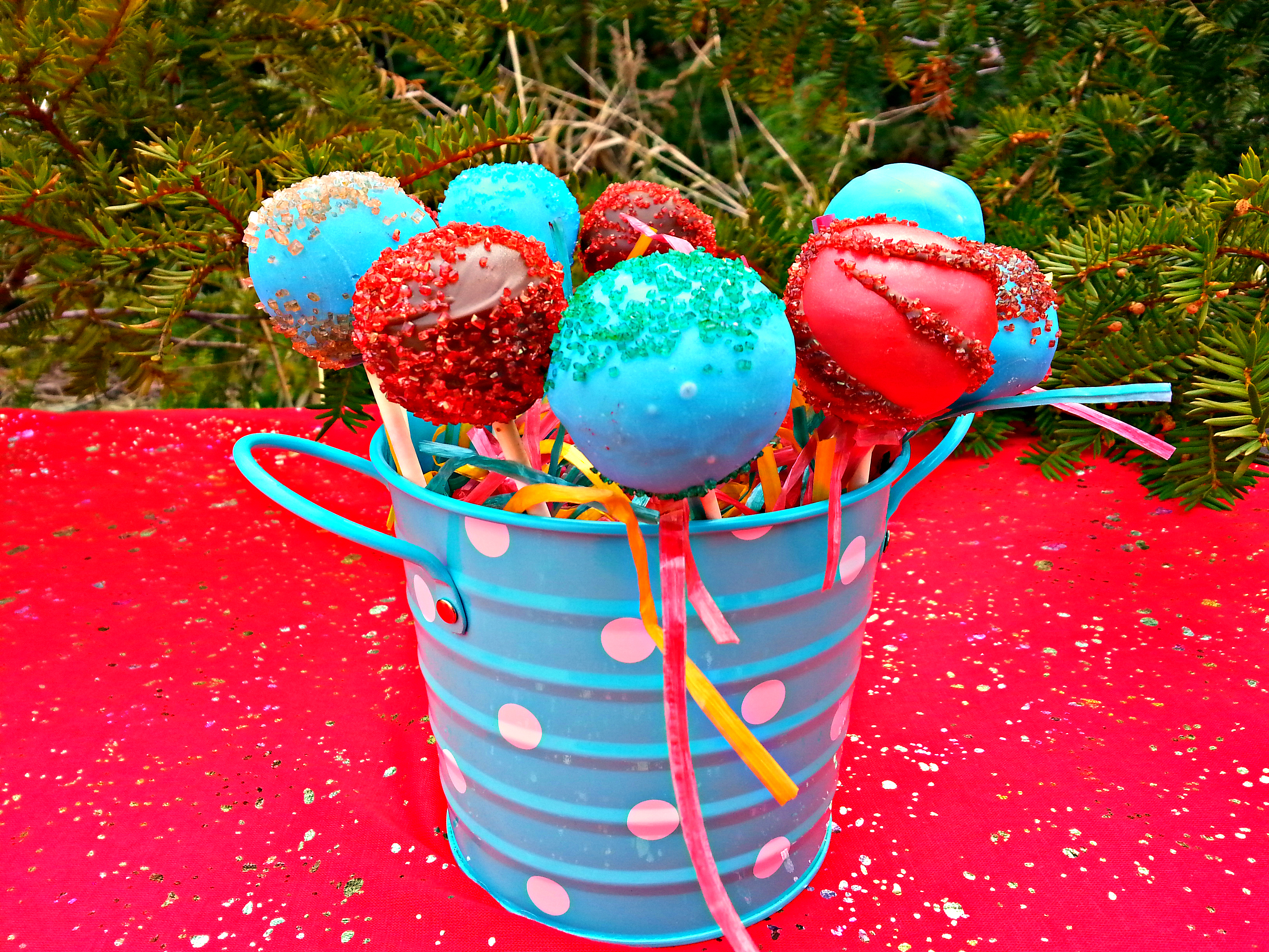 Red and Blue Cake Pops