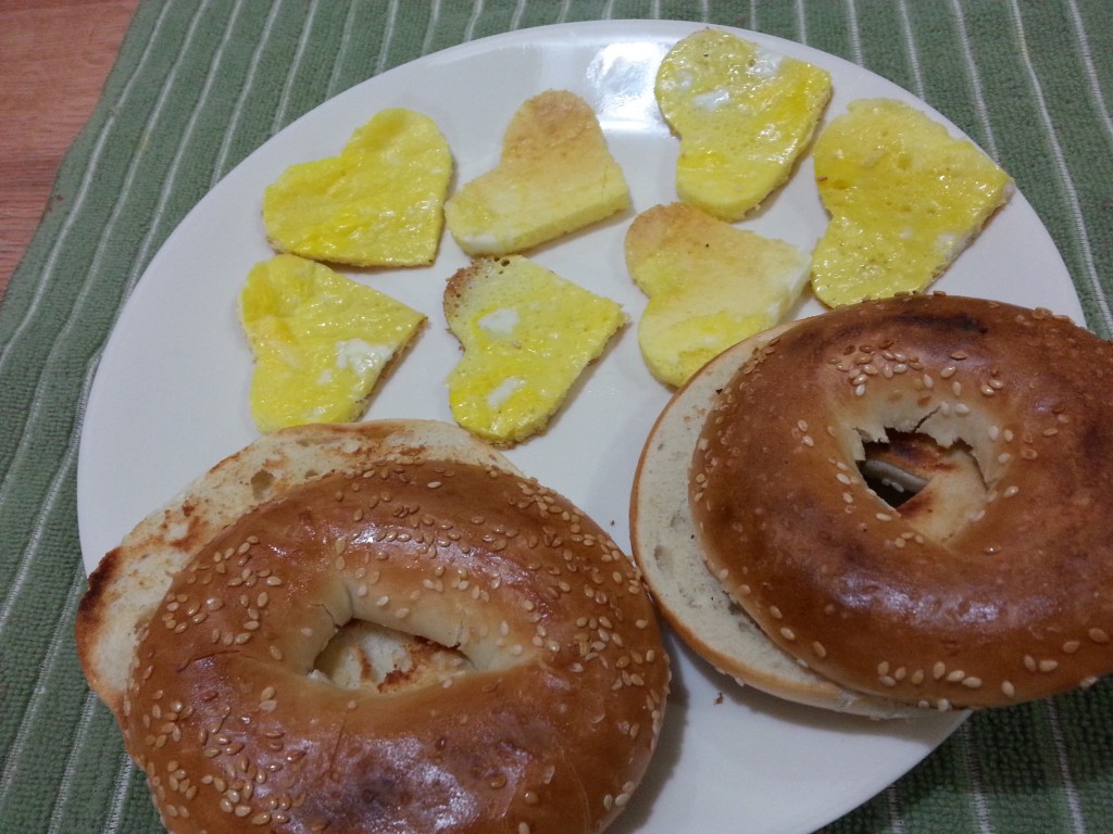 Heart Shaped Omelette with Bagel