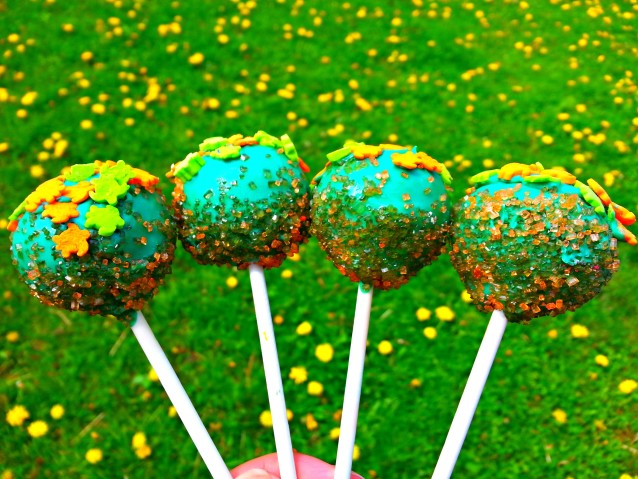 Green Cake Pops with Turtle Sprinkles