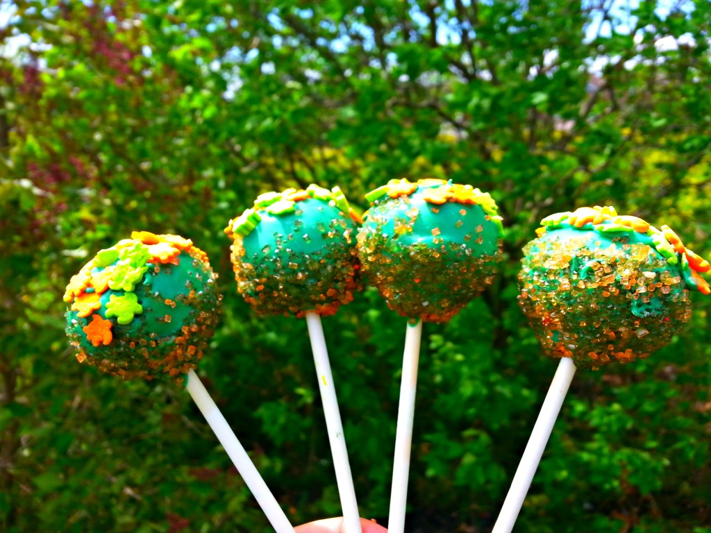Green Cake Pops with Turtle Sprinkles 