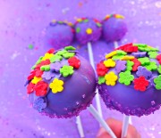 Purple Cake Pops with Flower Sprinkles