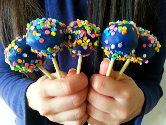 Navy Blue Cakepops with Sprinkles