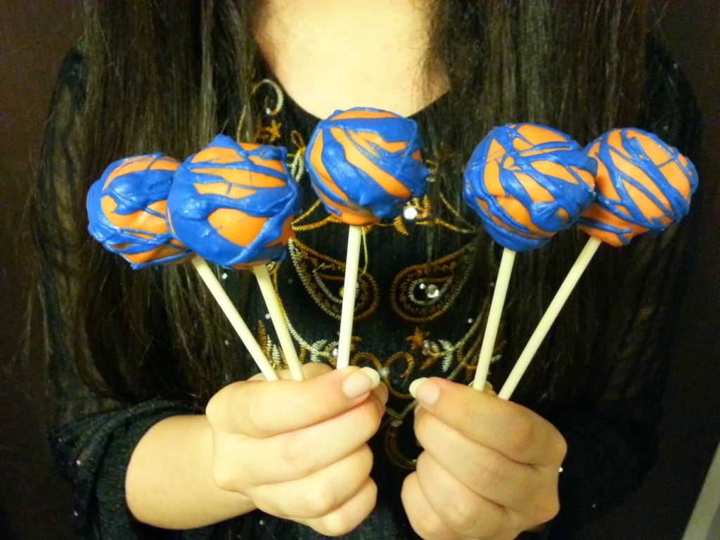 Orange with Blue Swirl Cakepops