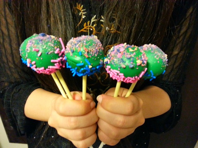 Green with Blue & Pink Sprinkles