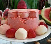 Strawberry Kulfi Cake with Rasgulla