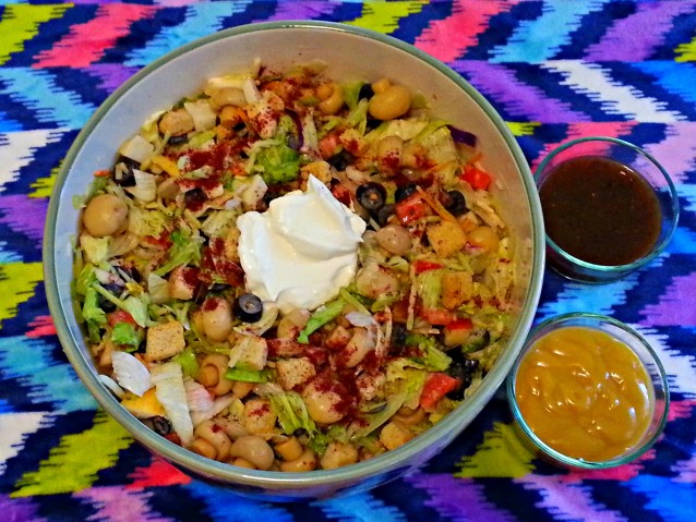Vege Salad Centred with Sour Cream