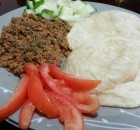 Puri (Poori) with Keema (Ground Meat) & Salad
