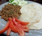 Puri (Poori) with Keema (Ground Meat) & Salad