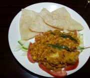 Deep Fried Triangle Puri (Tikoni Poori) with Bhuna hua Channa Aloo / Alu (Chickpea Potato)